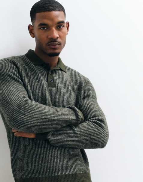 Jack & Jones Strick-Poloshirt mit grünen Streifen - view 1