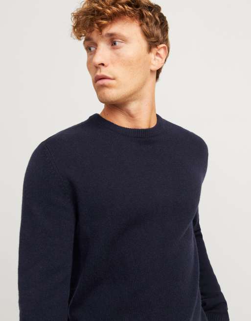 Jack & Jones – Strickoberteil aus Lammwolle in Dunkelblau, 3 von 4