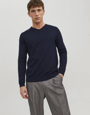 Jack & Jones - V-Ausschnitt Strickpullover - Knitwear - Herren - Blau - L - Bild 5