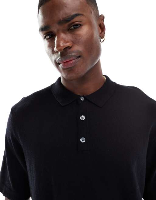 Jack & Jones - Strikket poloskjorte i sort, 2 af 4
