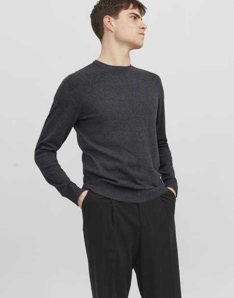 Jack & Jones strikket pullover i mørkegråmeleret - view 1