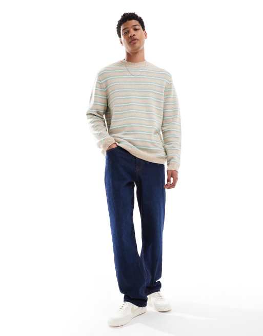 Jack & Jones - Strikket trøje med blå striber i bouclé, 4 af 4