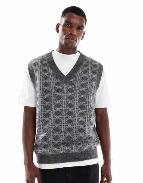 Jack & Jones - Strikket vest med gråt mønster - view 1