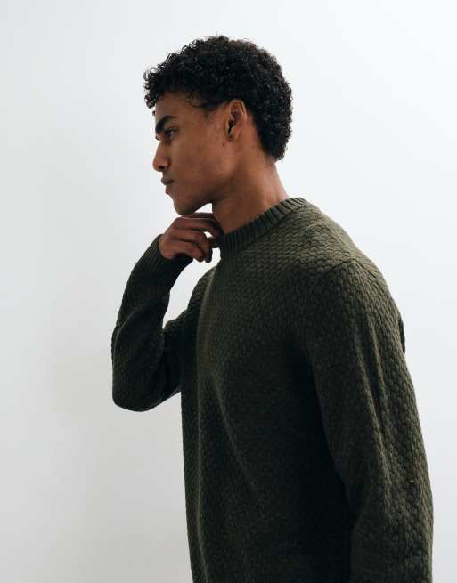 Jack & Jones striktrøje med struktur i khakigrøn, 3 af 5