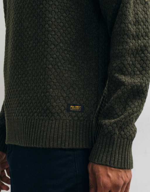 Jack & Jones striktrøje med struktur i khakigrøn, 4 af 5