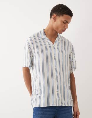 Jack & Jones Stripe Shirt With Short Sleeves In Blue