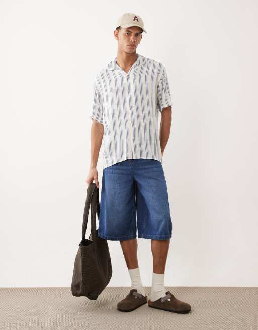 Jack & Jones stripe shirt with short sleeves in blue, 2 of 5