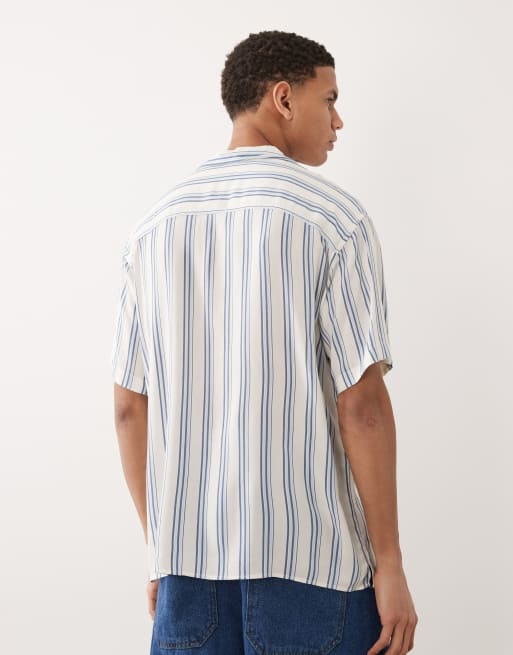Jack & Jones stripe shirt with short sleeves in blue, 3 of 5