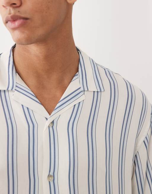 Jack & Jones stripe shirt with short sleeves in blue, 5 of 5