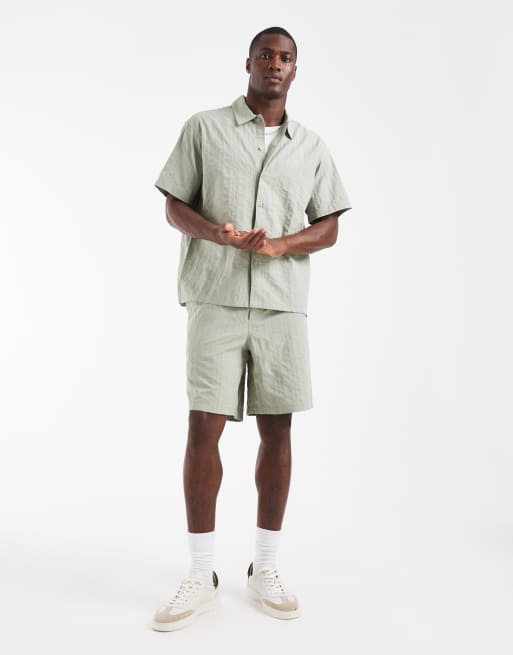 Jack & Jones stripe short sleeve shirt in light green (part of a set), 4 of 5