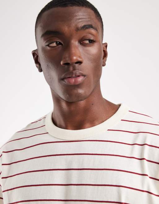 Jack & Jones stripe t-shirt in white and red, 3 of 5