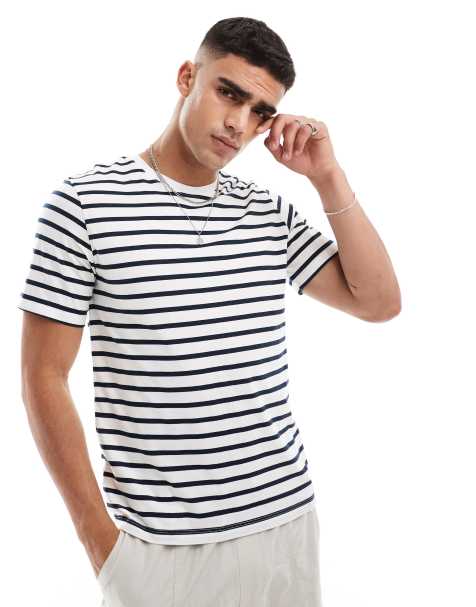 Jack & Jones stripe t-shirt in white  - view 1