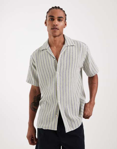 Jack & Jones stripe textured shirt in green - view 1