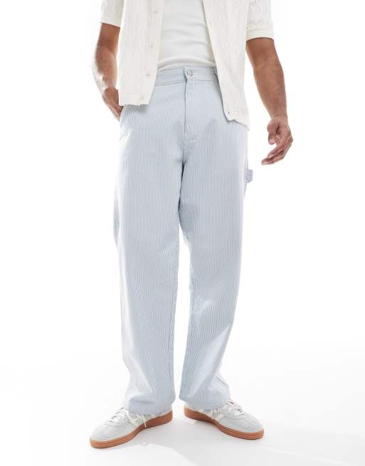 【INCHANT ME】Stripe Carpenter Wide Pants HEADLIGHT Work Pants by Toyo Enterprises Men's Casual