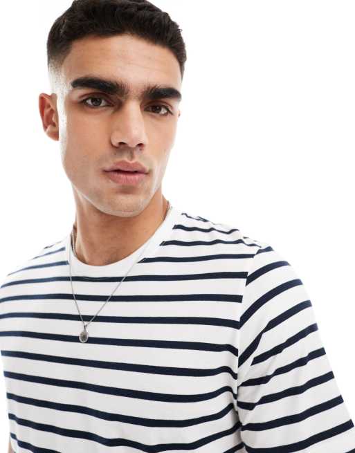 Jack & Jones - T-shirt med hvide striber 