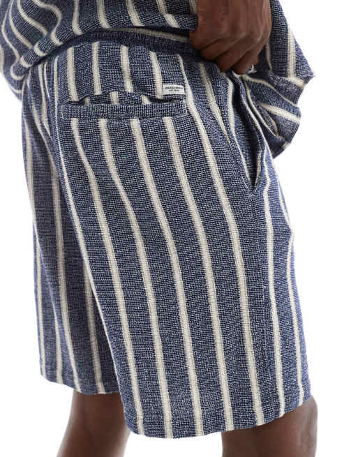 Jack & Jones – Strukturierte Shorts in Marineblau gestreift, Kombiteil, 2 von 5