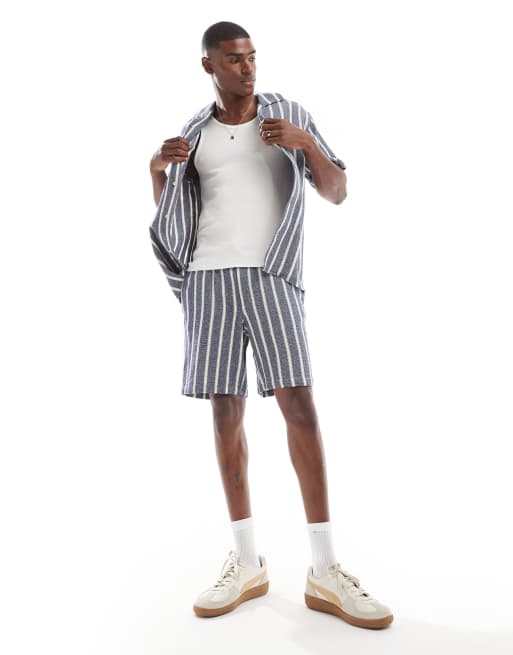 Jack & Jones – Strukturierte Shorts in Marineblau gestreift, Kombiteil, 3 von 5
