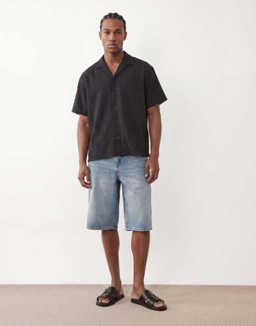 Jack & Jones – Strukturiertes Freizeithemd in Schwarz, 2 von 5