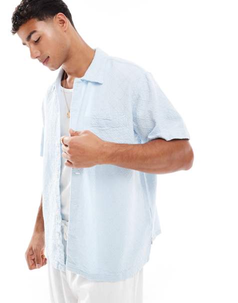 Jack & Jones – Strukturiertes Oversize-Hemd in Blau - view 1