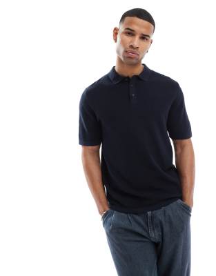 Jack & Jones – Strukturiertes Polohemd in Marine - view 1