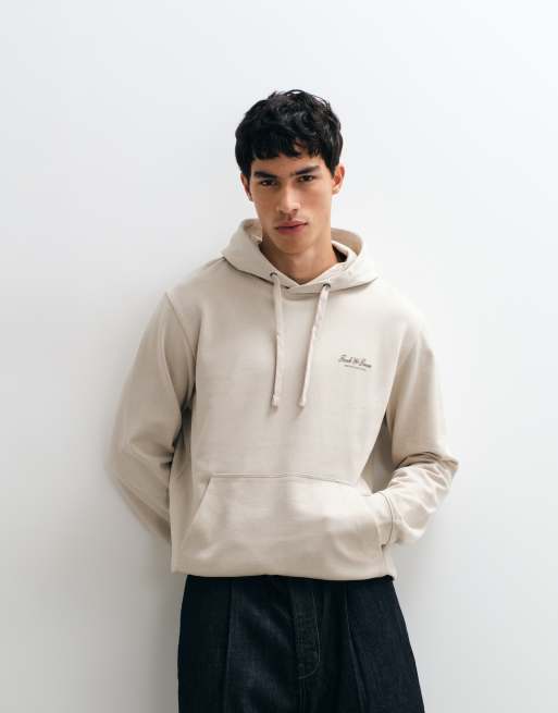 Jack & Jones - Sudadera con capucha beige con logo tipográfico en el pecho, 1 de 5