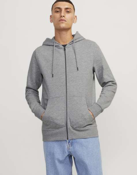 Jack & Jones sudadera con capucha con cremallera en gris jaspeado claro - view 1