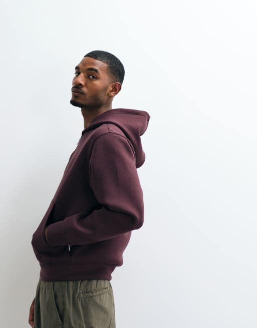 Jack & Jones - Sudadera con capucha estilo scuba y doble cremallera en burdeos, 3 de 5