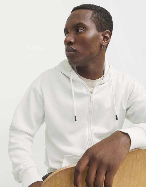 Jack & Jones sudadera con capucha y cremallera en Cloud Dancer, 6 de 7