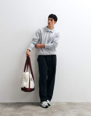 Jack & Jones - Sudadera gris con cuello y media cremallera