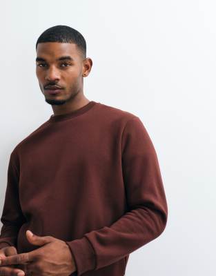 Jack & Jones - sudadera oversize con cuello redondo en marrón
