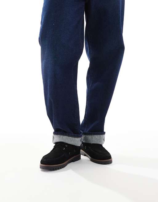 Jack & Jones suede boat shoes in black