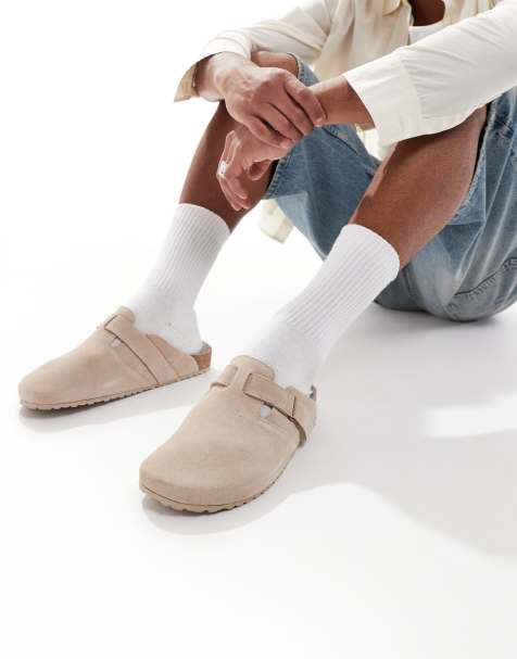 Jack & Jones suede clogs in beige - view 1