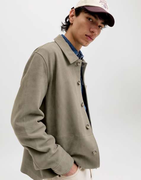 Jack & Jones Suede jacket in smokey olive - view 1
