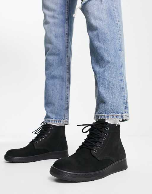 Mens black suede shop lace up shoes