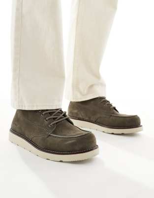 Jack & Jones Suede Lace Up Boots In Gray