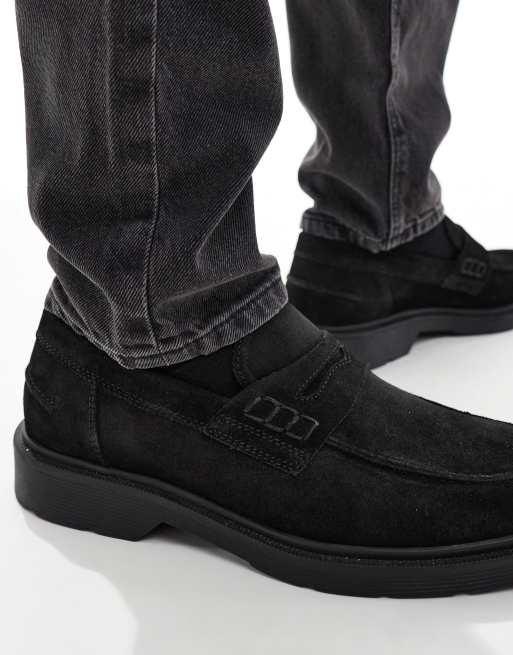 Jack & Jones suede loafers in black