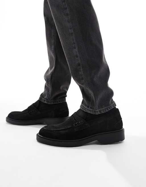 Jack & Jones suede loafers in black