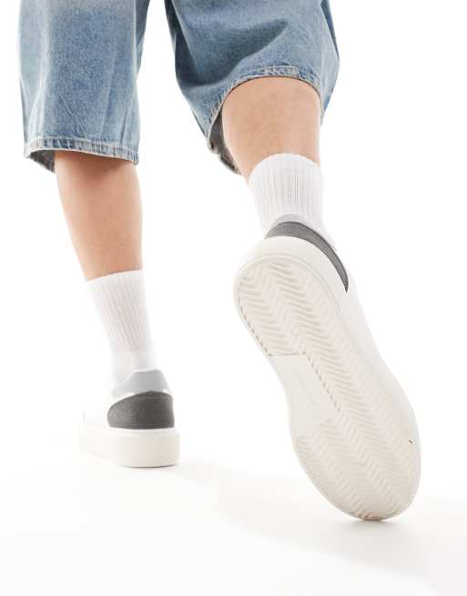 Jack & Jones suede mix trainer in white with grey, 5 of 5