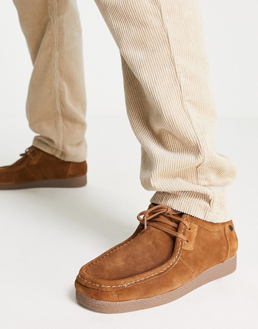 suede mock toe lace up boot in tan-Brown