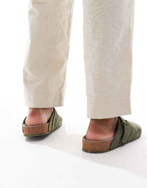 Jack & Jones suede mules in green, 3 of 4