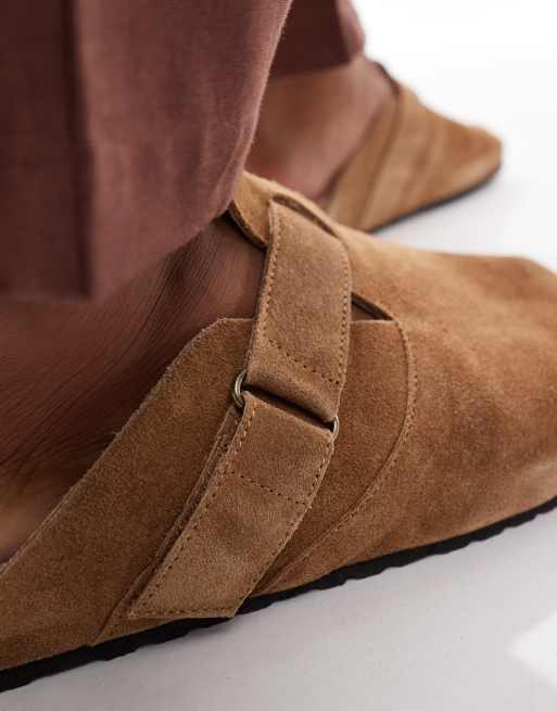 Jack & Jones suede mules in tan