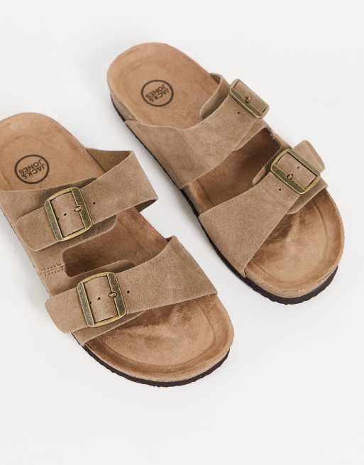 Jack & Jones - Suède sandalen in lichtbruin