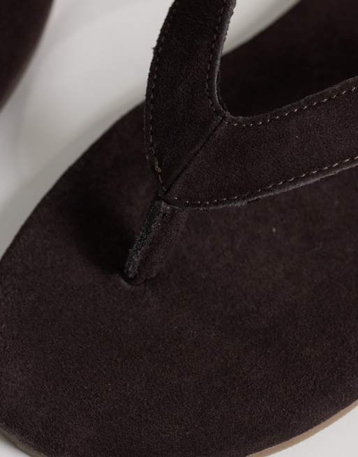 Jack & Jones - Suède teenslippers in donkerbruin, 2 van 4