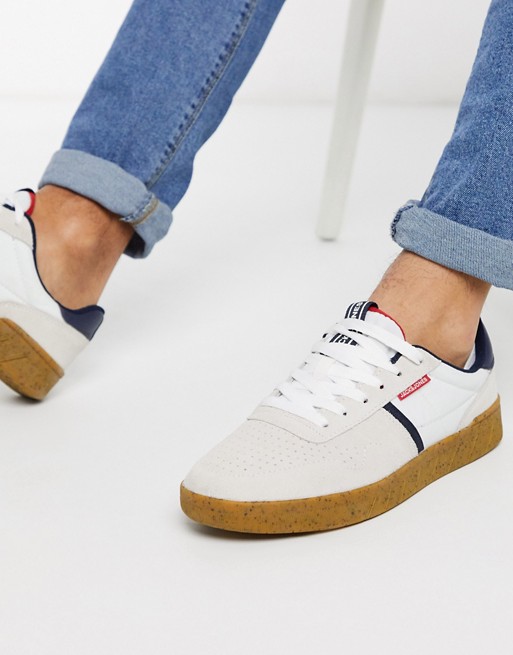 Jack & Jones suede trainers with gum sole in white