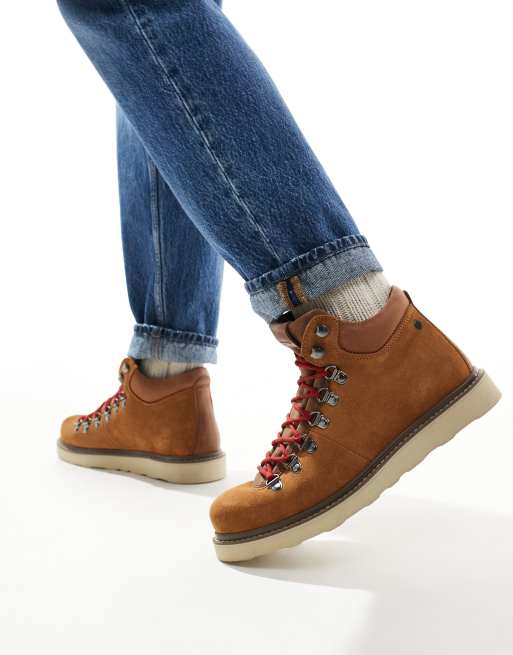 Jack & Jones - Suède wandelschoenen met dikke zool in bruin , 3 van 4