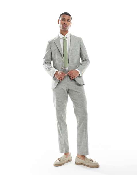 Jack & Jones suit pants in green linen blend - view 1