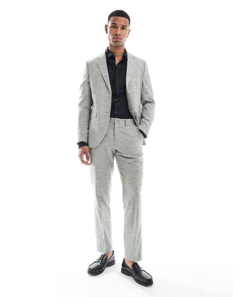 Jack & Jones suit trouser in linen green - view 1