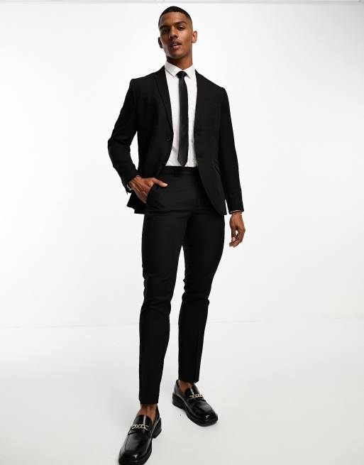 Tailored Fit Black Tuxedo Trousers