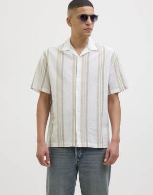 Jack & Jones summer stripe shirt in off white - view 1