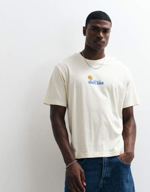 Jack & Jones sun cartoon backprint T-shirt in cream, 3 of 5